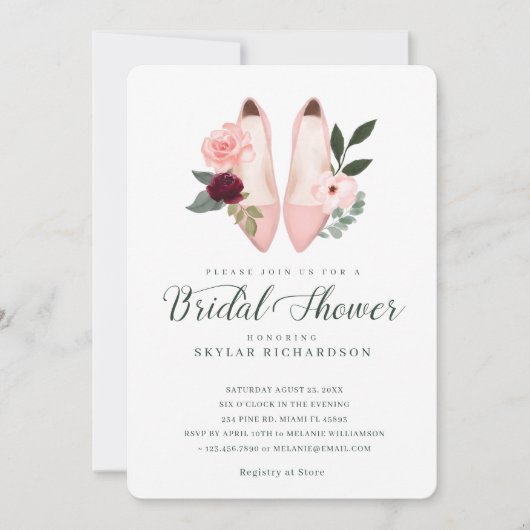 Waterverf Roze Floral Vrijgezellenfeest Kaart (Voorkant)