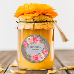 Waterverf Roze Floral Vrijgezellenfeest Ronde Sticker