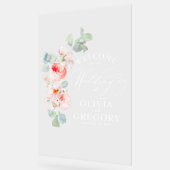 Waterverf Roze Floral Weddenschap Welkom Acryl Bord (Hoek)