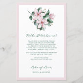 Waterverf Roze Floral Weddenschap Welkomstreisrout (Voorkant)