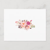Waterverf Roze Floral Wedding Grote Gereserveerde Briefkaart (Achterkant)