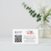Waterverf Roze Floral Wedding QR RSVP Informatiekaartje (Staand voorkant)