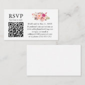 Waterverf Roze Floral Wedding QR RSVP Informatiekaartje (Voorkant / Achterkant)