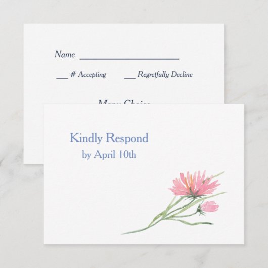 Waterverf Roze Floral Wedding RSVP (Voorkant / Achterkant)