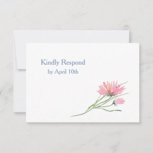 Waterverf Roze Floral Wedding RSVP Kaartje (Voorkant)