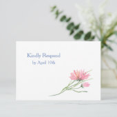 Waterverf Roze Floral Wedding RSVP Kaartje (Staand voorkant)