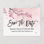 Waterverf Roze Floral Wedding Save the Date Aankondigingskaart (Voorkant)