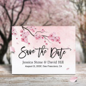 Waterverf Roze Floral Wedding Save the Date Aankondigingskaart