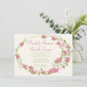  Waterverf Roze Floral Wreate Vrijgezellenfeest Kaart (Staand voorkant)