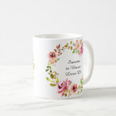 Waterverf Roze Floral Wreath Memorial Keepslag Koffiemok (Voorkant rechts)