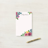 Waterverf roze florale. Botanische tuinbloemen Post-it® Notes (Op bureau)