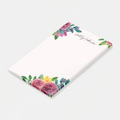 Waterverf roze florale. Botanische tuinbloemen Post-it® Notes (Schuin)