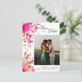 Waterverf roze florale bruiloft Opslaan Datum Briefkaart (Staand voorkant)