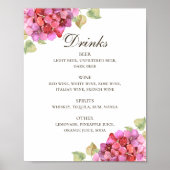 Waterverf roze florale drink bar poster (Voorkant)