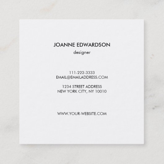 Waterverf roze florale spleet wit lijst vierkante visitekaartje (Achterkant)