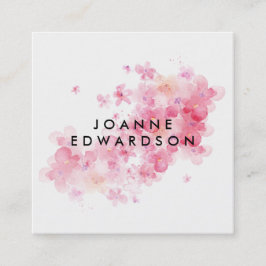 Waterverf roze florale witte professional vierkante visitekaartje