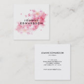 Waterverf roze florale witte professional vierkante visitekaartje (Voorkant / Achterkant)