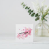 Waterverf roze florale witte professional vierkante visitekaartje (Staand voorkant)