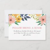 Waterverf Roze Florals | Baby shower Een boek meen Kaart (Voorkant)
