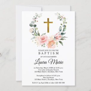 Waterverf Roze Florals Baptisme Kaart