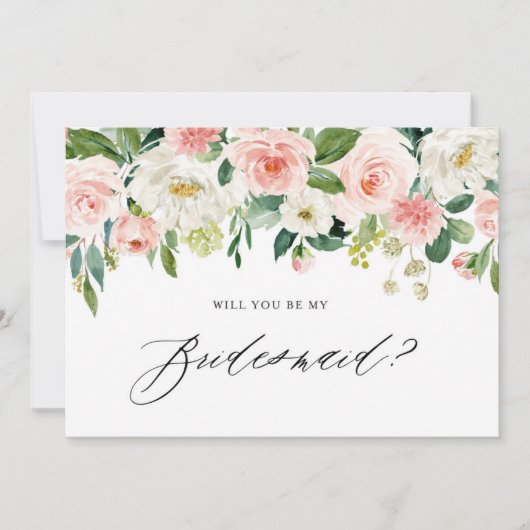 Waterverf Roze Florals... Kaart (Voorkant)