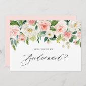 Waterverf Roze Florals... Kaart (Voorkant / Achterkant)