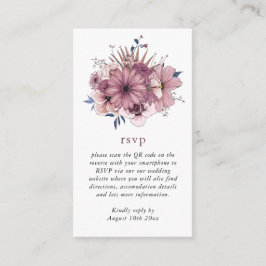 Waterverf Roze Florals QR Code Weddenschap RSVP Informatiekaartje