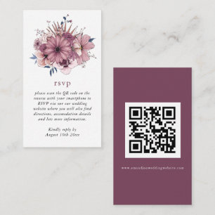 Waterverf Roze Florals QR Code Weddenschap RSVP Informatiekaartje