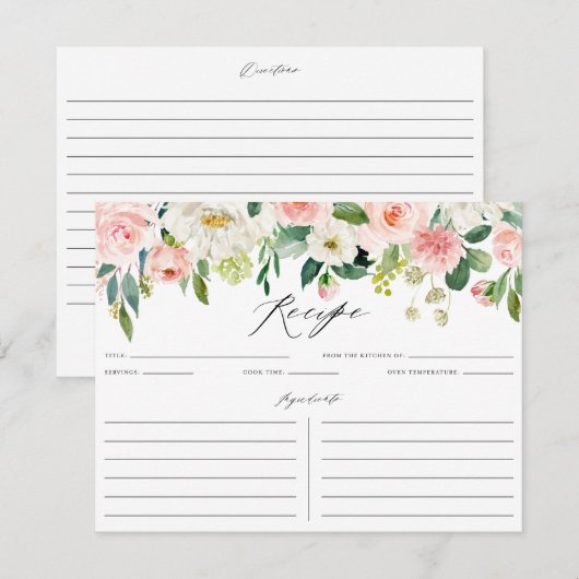 Waterverf Roze Florals Vrijgezellenfeest Recipe Ka (Voorkant / Achterkant)