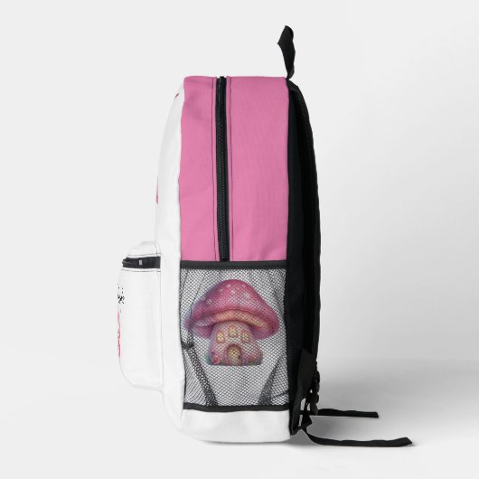 Waterverf Roze Flower Fairy Magic Wand Mushroom Bedrukte Rugzak (Rechts)