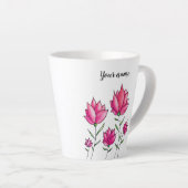 Waterverf Roze Flowers Girly Name Latte Mok (Rechterhoek)