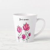 Waterverf Roze Flowers Girly Name Latte Mok (Rechts)