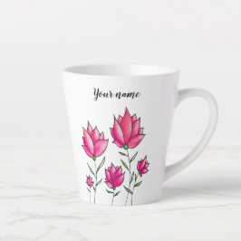 Waterverf Roze Flowers Girly Name Latte Mok