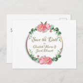 Waterverf Roze fonie opslaan datum Briefkaart (Voorkant / Achterkant)