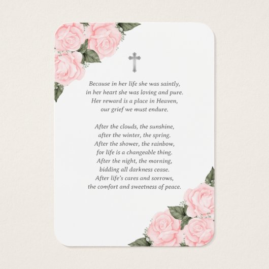 Waterverf Roze Foto Memorial Funeral Prayer Kaart (Achterkant)
