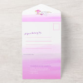 waterverf roze foto van baby shower storenlevering all in one uitnodiging (Buitenkant)