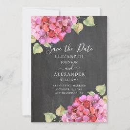 Waterverf roze fuchsia bloemen. Bloemenkrijtbord Save The Date