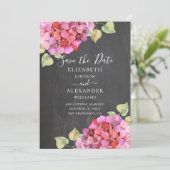 Waterverf roze fuchsia bloemen. Koolkarton Save The Date (Staand voorkant)