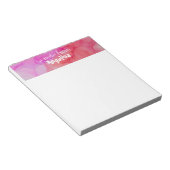 Waterverf roze fuchsia spat witte letter notitieblok (Schuin)