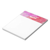 Waterverf roze fuchsia spat witte letter notitieblok (Linkerzijde)