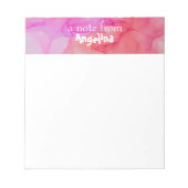Waterverf roze fuchsia spat witte letter notitieblok (Voorkant)