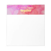 Waterverf roze fuchsia splash geel letter notitieblok (Voorkant)