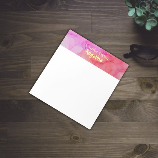 Waterverf roze fuchsia splash geel letter notitieblok