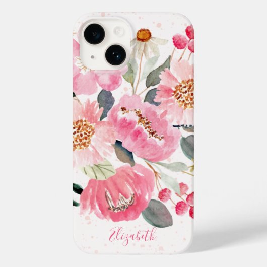 Waterverf Roze Garden Flowers Case-Mate iPhone Case (Achterkant)