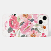 Waterverf Roze Garden Flowers Case-Mate iPhone Case (Achterkant (horizontaal))