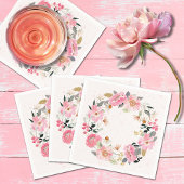 Waterverf Roze Garden Flowers Servet