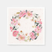 Waterverf Roze Garden Flowers Servet (Voorkant)