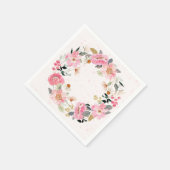 Waterverf Roze Garden Flowers Servet (Hoek)