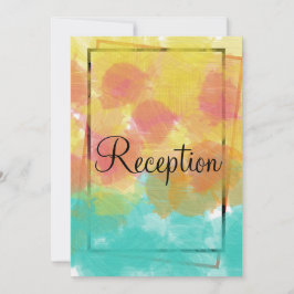 Waterverf roze geel blauw geometrische bruiloft kaart
