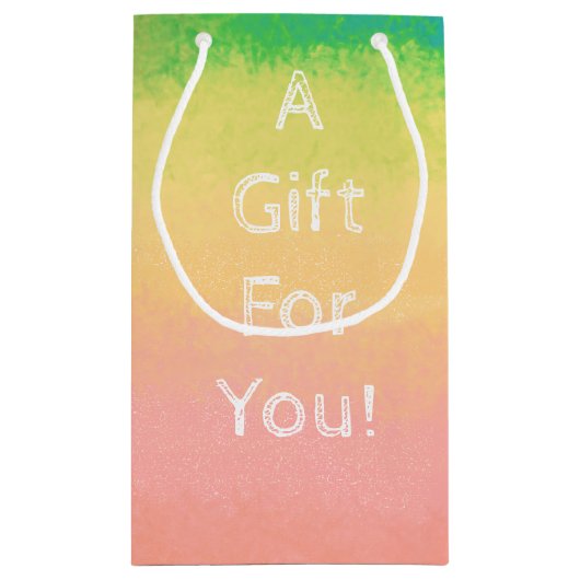 Waterverf, Roze, Geel, Gift Bag - Klein, glanzend Klein Cadeauzakje (Achterkant)